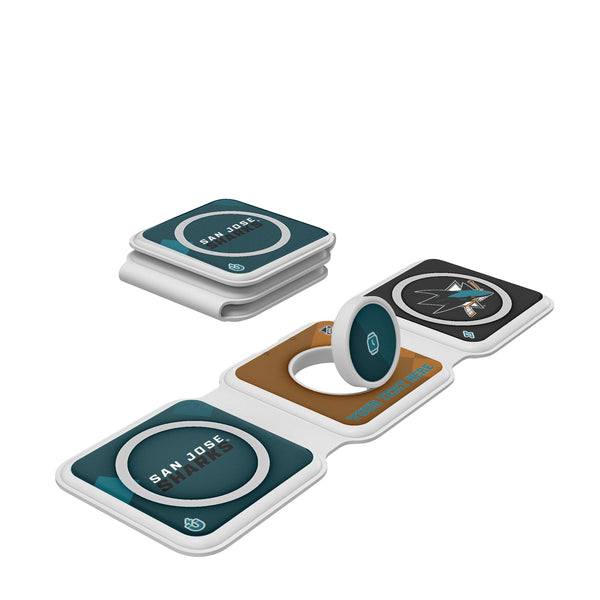 San Jose Sharks Personalized Color Block Foldable 3 in 1 Charger