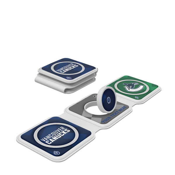Vancouver Canucks Personalized Color Block Foldable 3 in 1 Charger