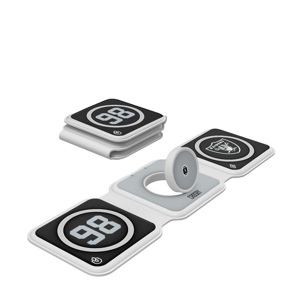 Maxx Crosby Las Vegas Raiders 98 Ready Foldable 3 in 1 Charger