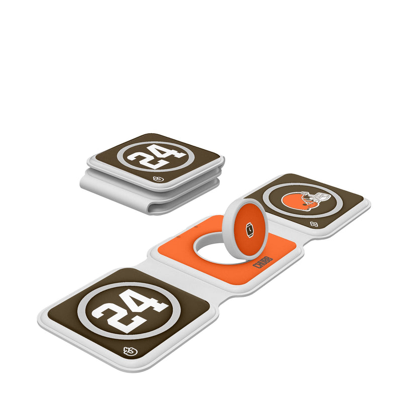 Nick Chubb Cleveland Browns 24 Ready Foldable 3 in 1 Charger