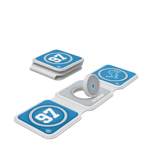 Aidan Hutchinson Detroit Lions 97 Ready Foldable 3 in 1 Charger