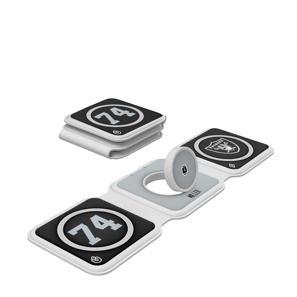 Kolton Miller Las Vegas Raiders 74 Ready Foldable 3 in 1 Charger