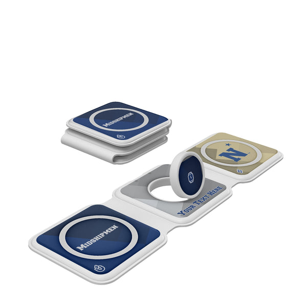 United State Naval Academy Midshipmen Personalized Color Block Foldable 3 in 1 Charger