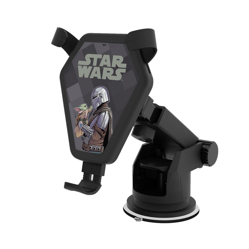 Star Wars: The Mandalorian Grogu and Din Djarin Color Block Wireless Car Charger