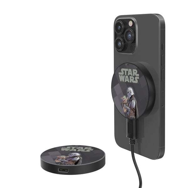 Star Wars: The Mandalorian Grogu and Din Djarin Color Block 15-Watt Wireless Magnetic Charger