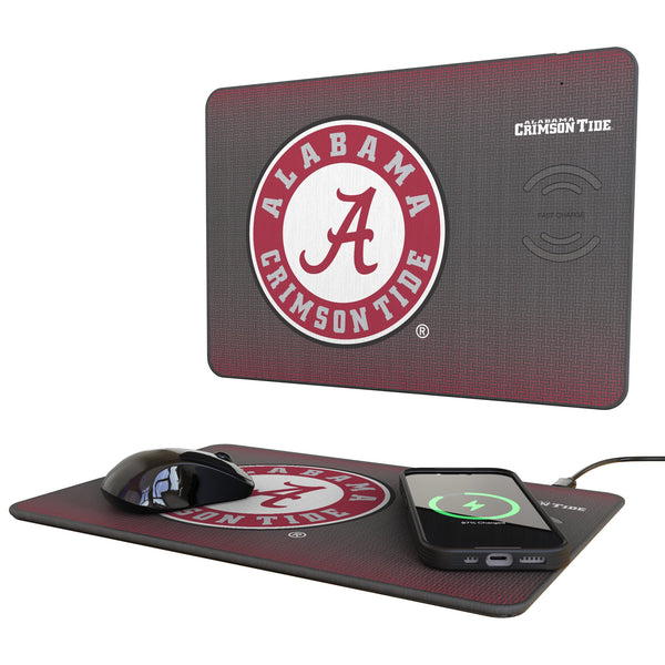 University of Alabama Crimson Tide Linen 15-Watt Wireless Charger and Mouse Pad