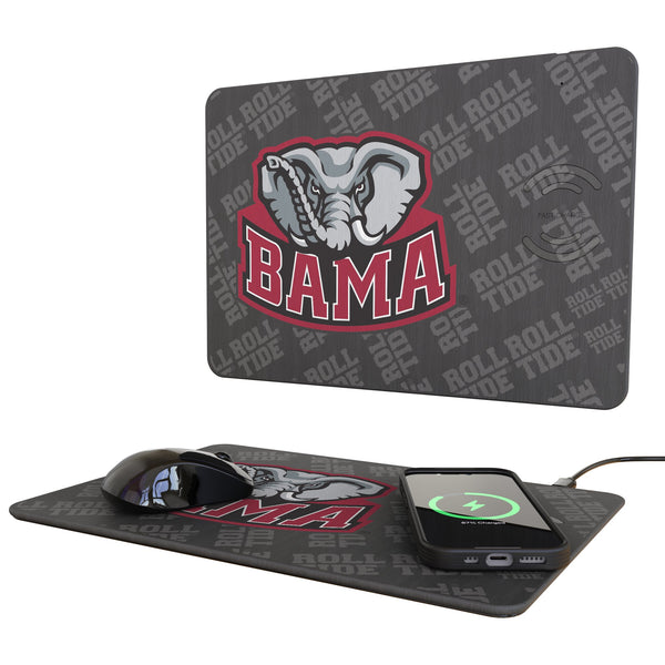 University of Alabama Crimson Tide Script A Quadtile 15-Watt Wireless Charger and Mouse Pad