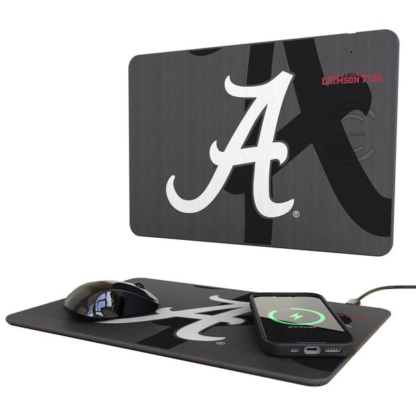 University of Alabama Crimson Tide Script A Monocolor Tilt 15-Watt Wireless Charger and Mouse Pad