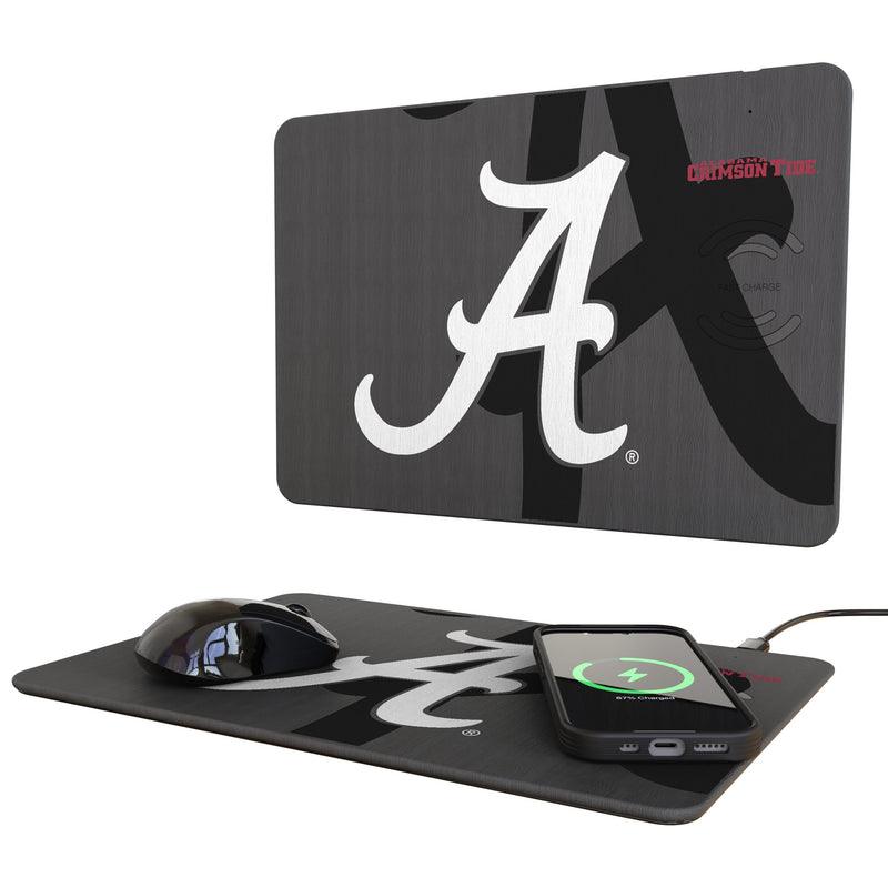 University of Alabama Crimson Tide Script A Monocolor Tilt 15-Watt Wireless Charger and Mouse Pad