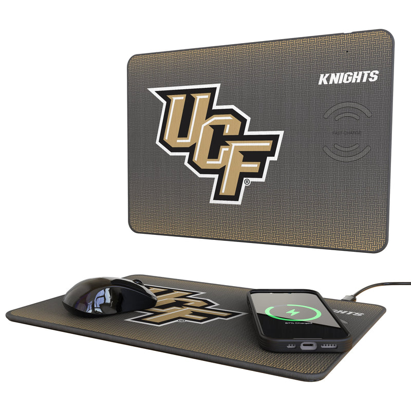 University of Central Florida Golden Knights Linen 15-Watt Wireless Charger and Mouse Pad