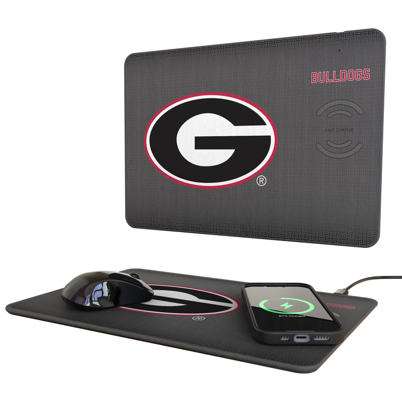 University of Georgia Bulldogs Linen 15-Watt Wireless Charger and Mouse Pad