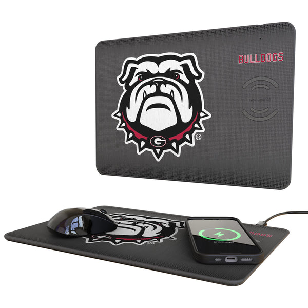 University of Georgia Bulldogs Uga Linen 15-Watt Wireless Charger and Mouse Pad