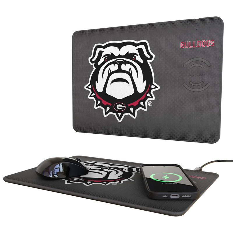 University of Georgia Bulldogs Uga Linen 15-Watt Wireless Charger and Mouse Pad
