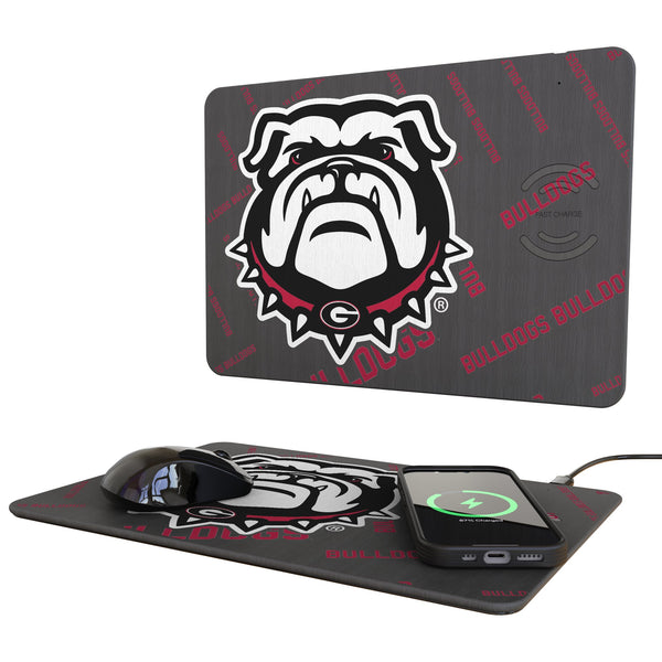University of Georgia Bulldogs Uga Quadtile 15-Watt Wireless Charger and Mouse Pad