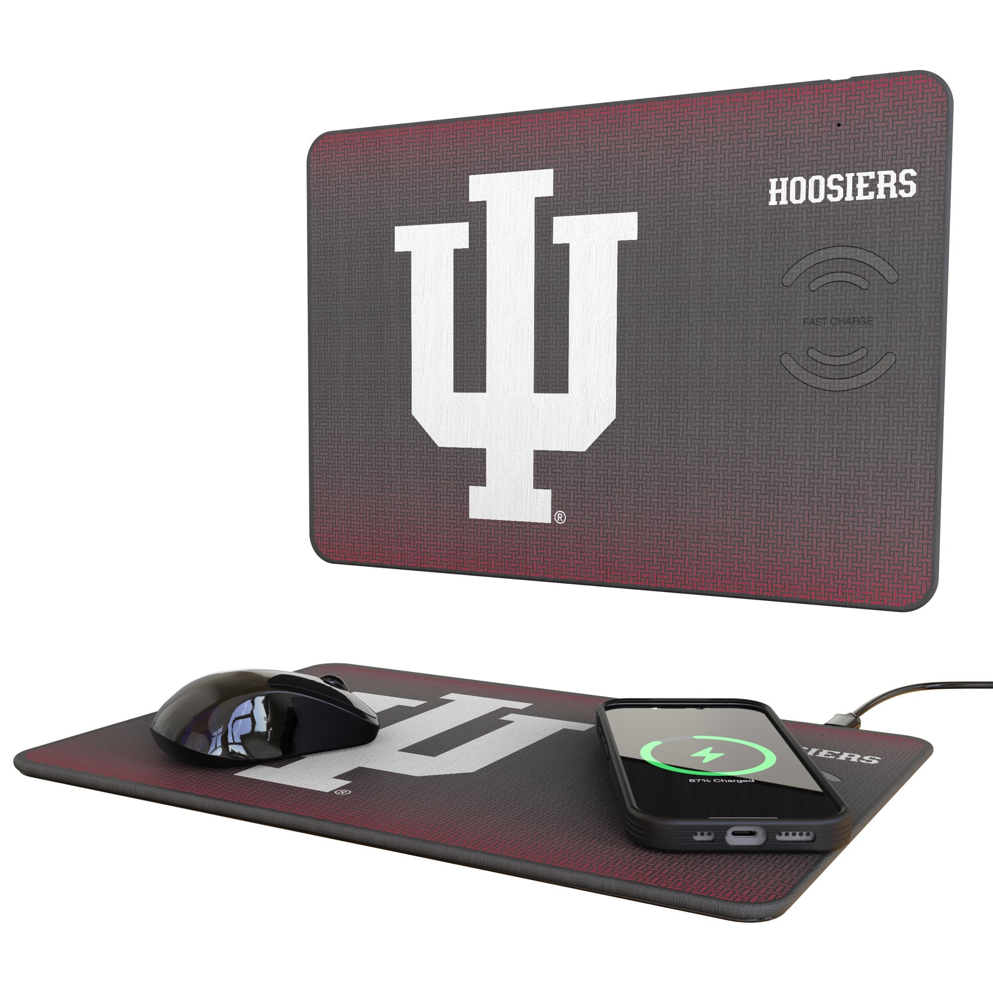 Indiana University Hoosiers Linen 15-Watt Wireless Charger and Mouse Pad