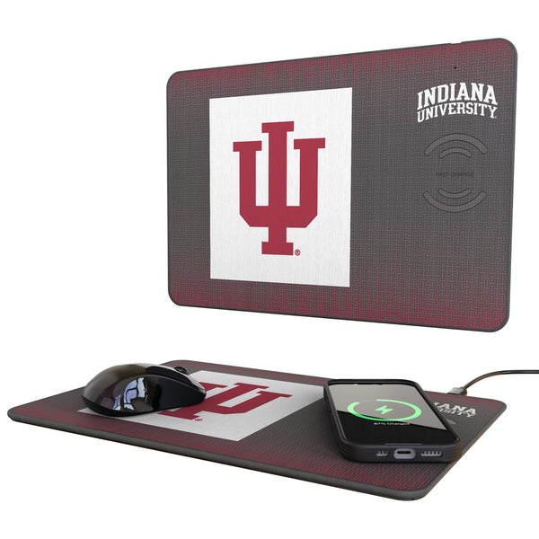 Indiana University Hoosiers Linen 15-Watt Wireless Charger and Mouse Pad
