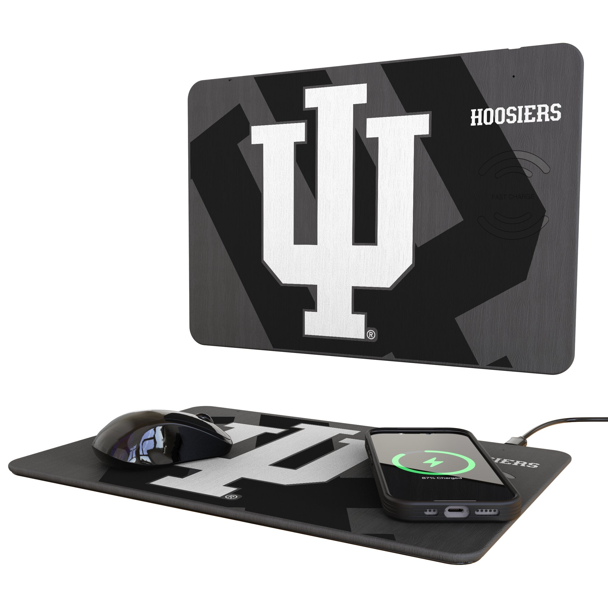 Indiana University Hoosiers Monocolor Tilt 15-Watt Wireless Charger and Mouse Pad