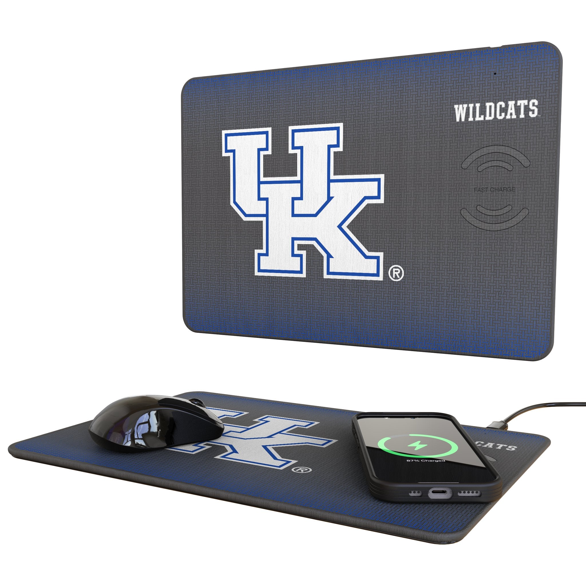 University of Kentucky Wildcats Linen 15-Watt Wireless Charger and Mouse Pad