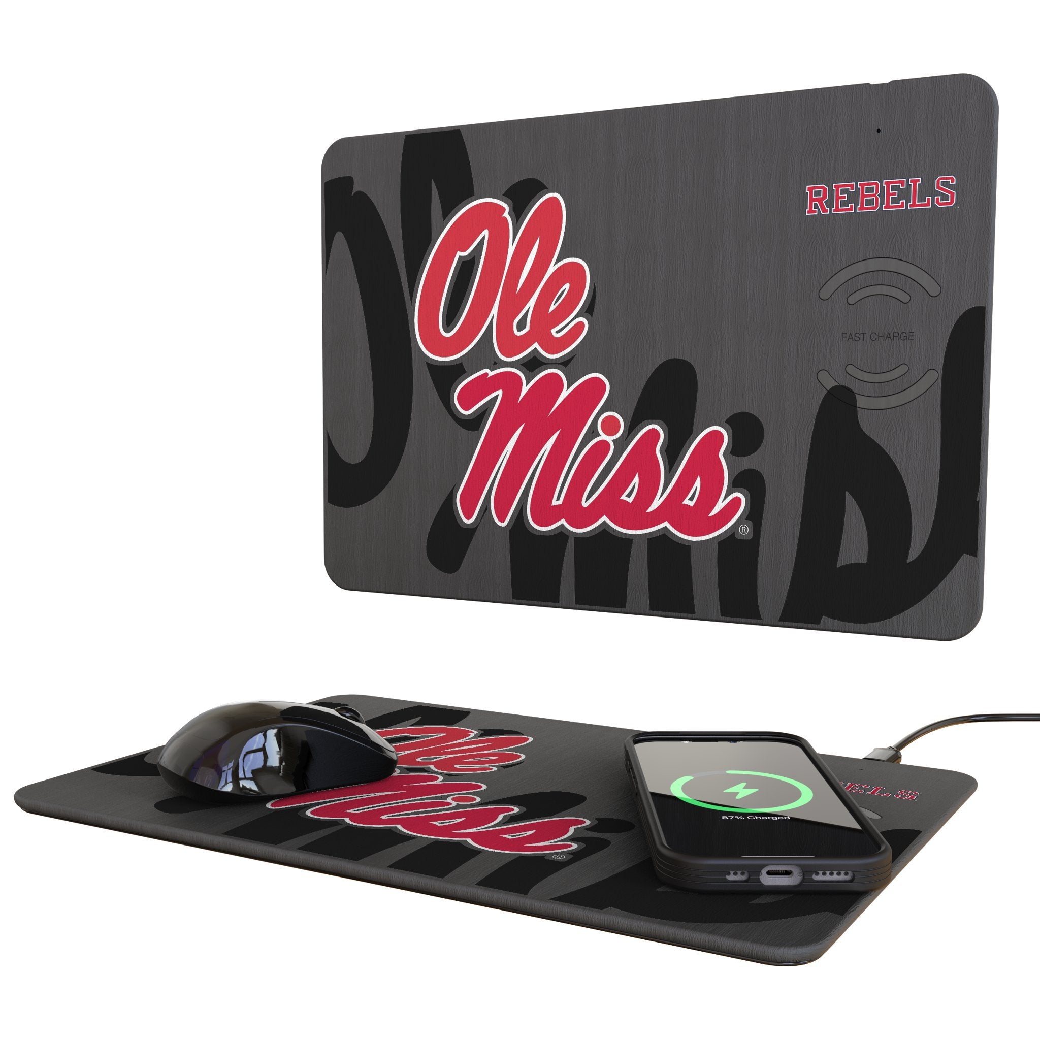 University of Mississippi Rebels Monocolor Tilt 15-Watt Wireless Charger and Mouse Pad
