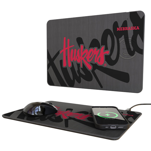 University of Nebraska Huskers Monocolor Tilt 15-Watt Wireless Charger and Mouse Pad