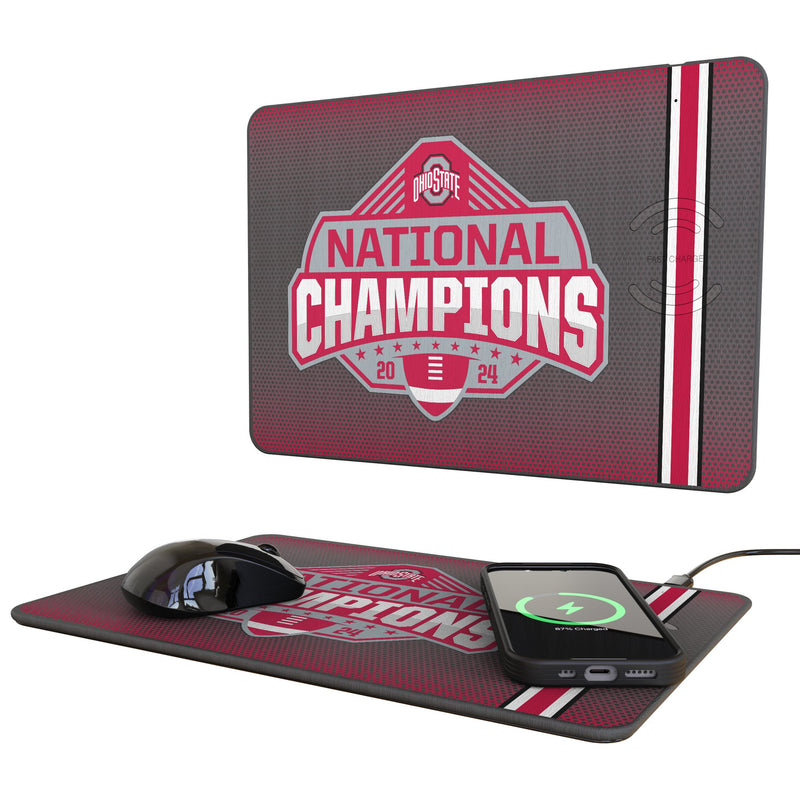 Ohio State University Buckeyes 2024 College Football Playoff National Champion 15-Watt Wireless Charger and Mouse Pad