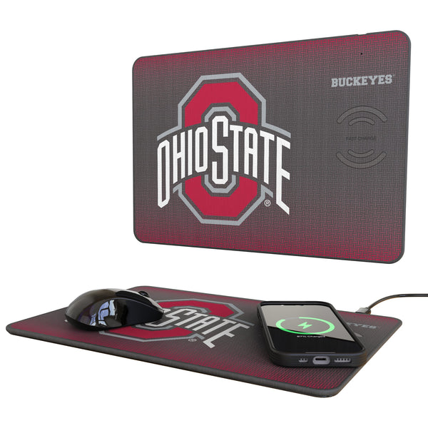 Ohio State University Buckeyes Linen 15-Watt Wireless Charger and Mouse Pad