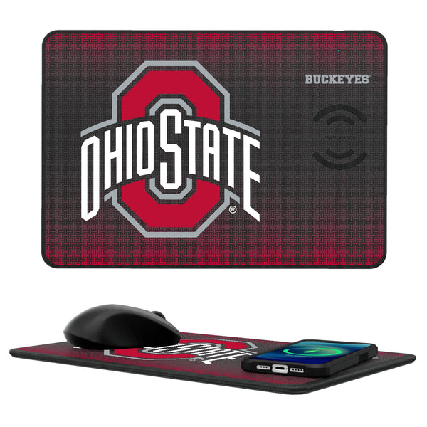 Ohio State University Buckeyes Linen 15-Watt Wireless Charger and Mouse Pad