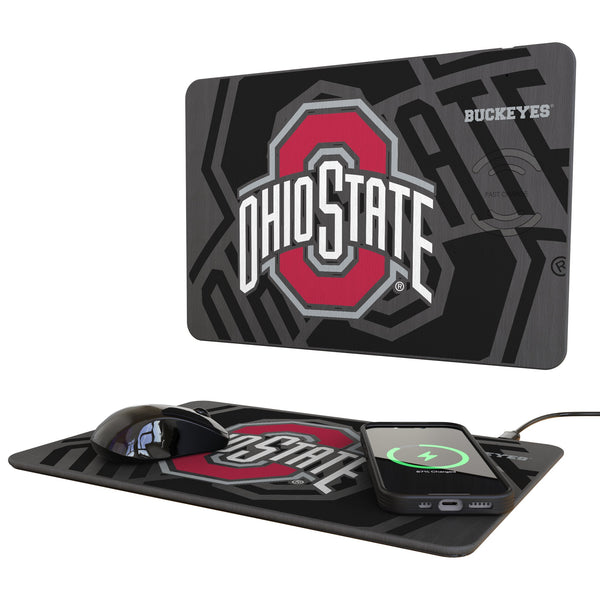 Ohio State University Buckeyes Monocolor Tilt 15-Watt Wireless Charger and Mouse Pad