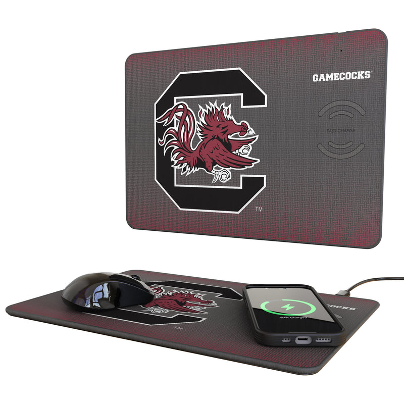 University of South Carolina Gamecocks Linen 15-Watt Wireless Charger and Mouse Pad