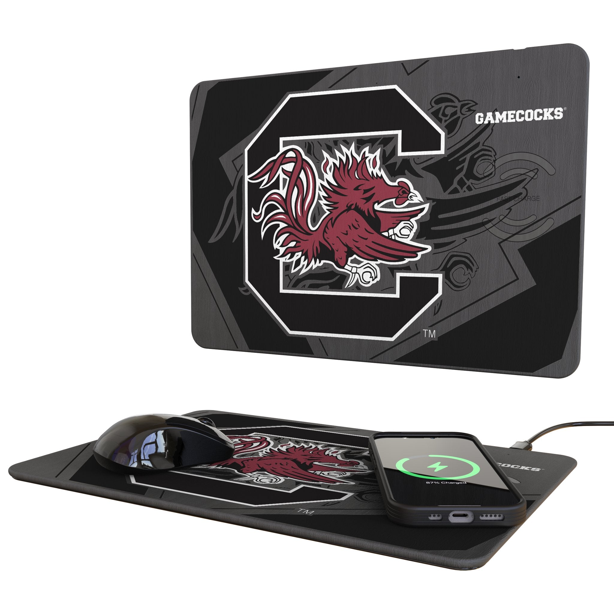 University of South Carolina Gamecocks Monocolor Tilt 15-Watt Wireless Charger and Mouse Pad