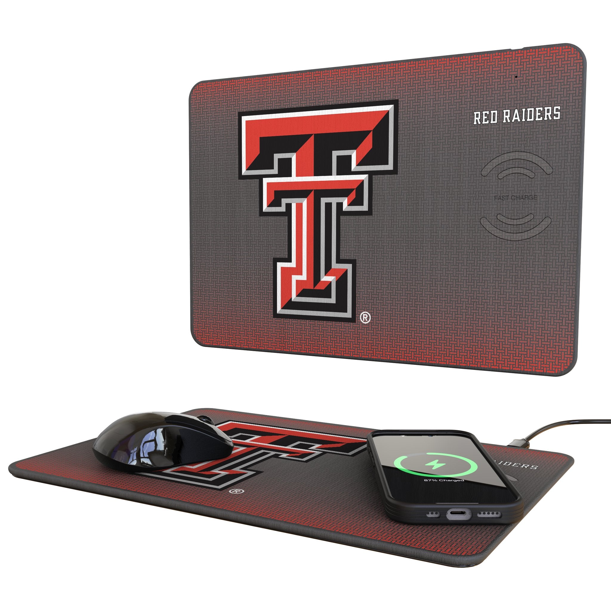 Texas Tech Red Raiders Linen 15-Watt Wireless Charger and Mouse Pad
