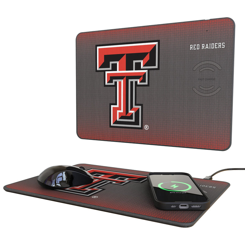 Texas Tech Red Raiders Linen 15-Watt Wireless Charger and Mouse Pad