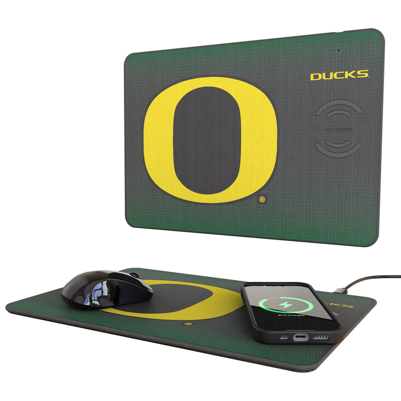 University of Oregon Ducks Linen 15-Watt Wireless Charger and Mouse Pad