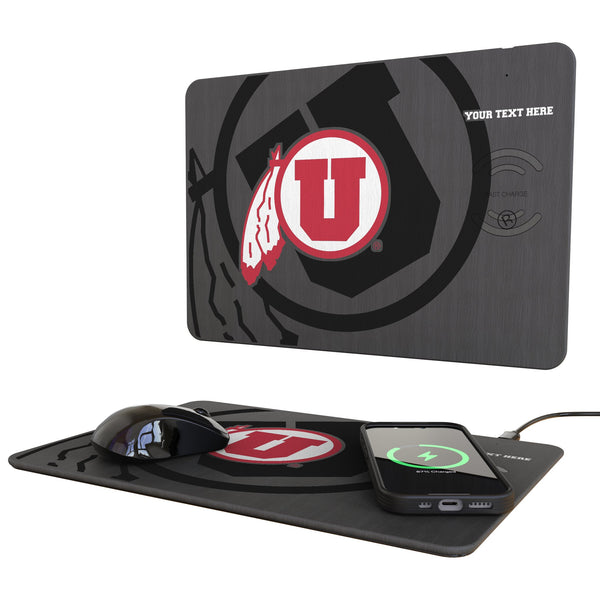 University of Utah Utes Personalized Tilt 15-Watt Wireless Charger and Mouse Pad