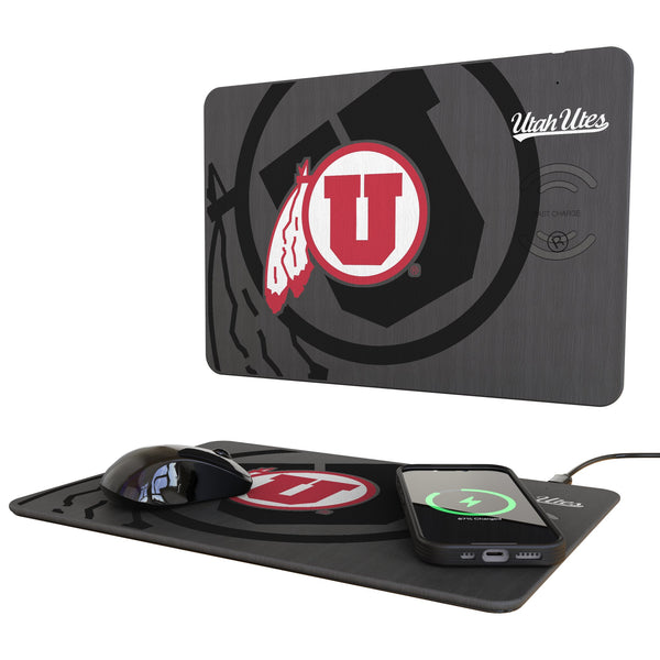 University of Utah Utes Monocolor Tilt 15-Watt Wireless Charger and Mouse Pad
