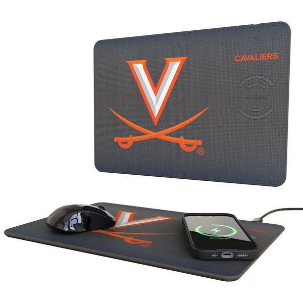 University of Virginia Cavaliers Linen 15-Watt Wireless Charger and Mouse Pad