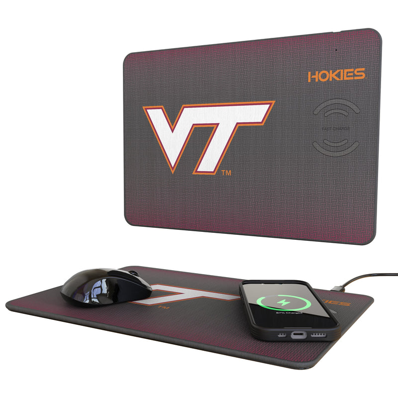 Virginia Tech Hokies Linen 15-Watt Wireless Charger and Mouse Pad