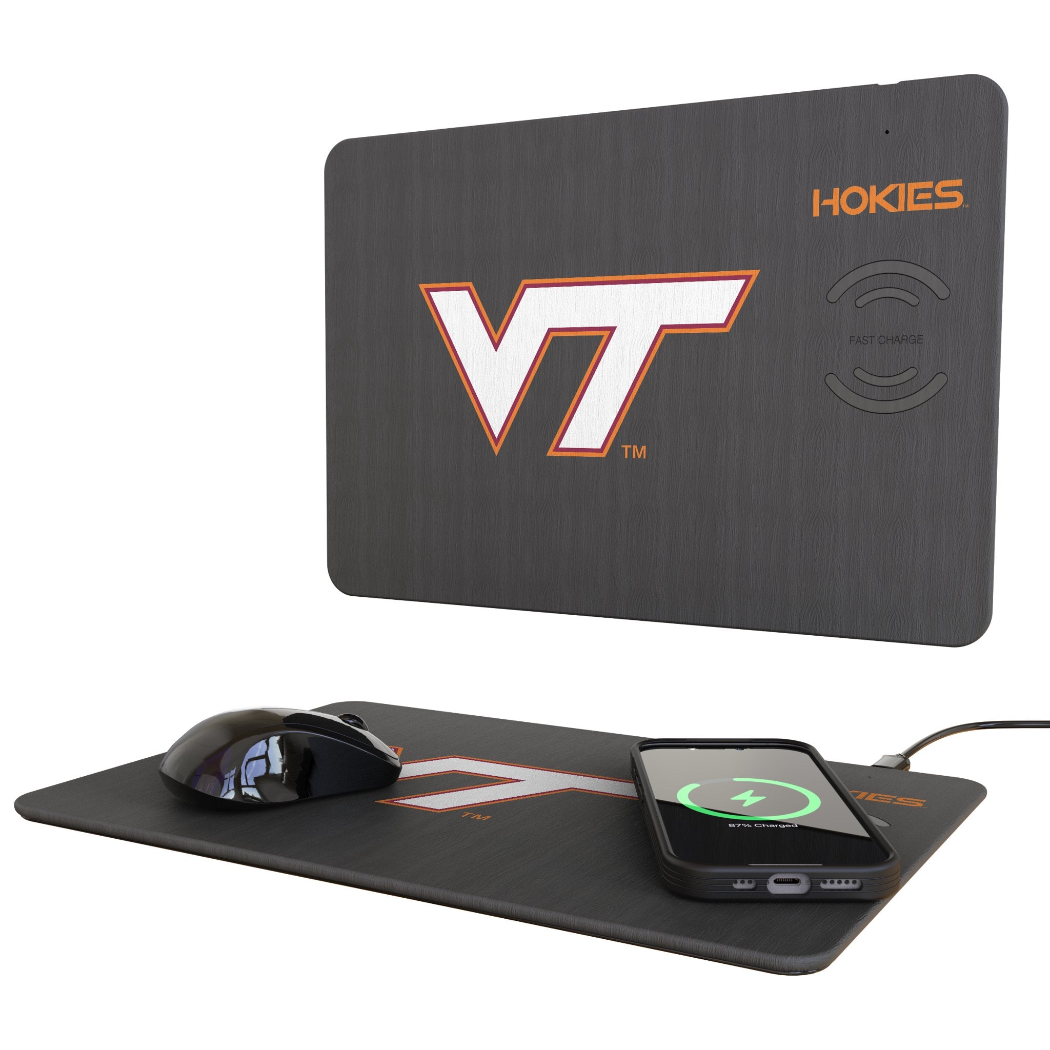 Virginia Tech Hokies Monocolor Tilt 15-Watt Wireless Charger and Mouse Pad
