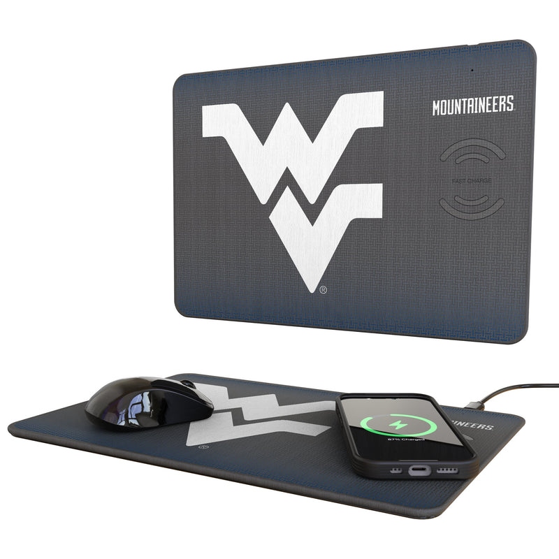 West Virginia University Mountaineers Linen 15-Watt Wireless Charger and Mouse Pad