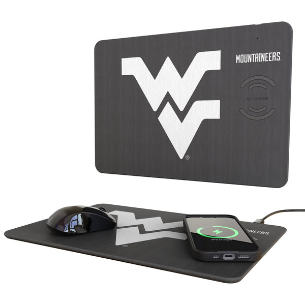 West Virginia University Mountaineers Monocolor Tilt 15-Watt Wireless Charger and Mouse Pad