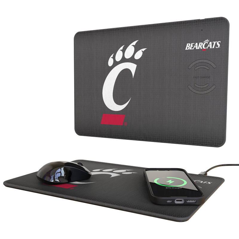 University of Cincinnati Bearcats Linen 15-Watt Wireless Charger and Mouse Pad