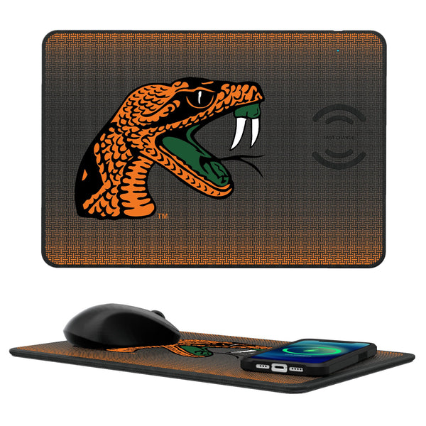 Florida A&M Rattlers Linen 15-Watt Wireless Charger and Mouse Pad