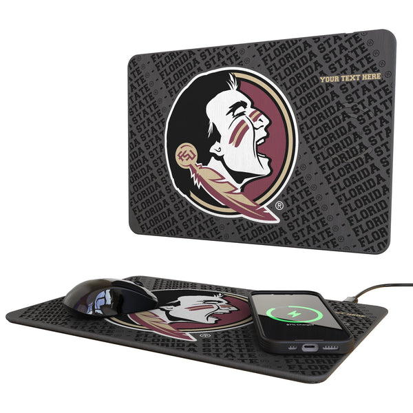 Florida State University Seminoles Personalized Tilt 15-Watt Wireless Charger and Mouse Pad
