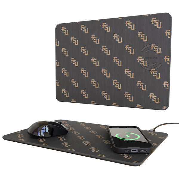 Florida State University Seminoles Fashion Pattern 15-Watt Wireless Charger and Mouse Pad