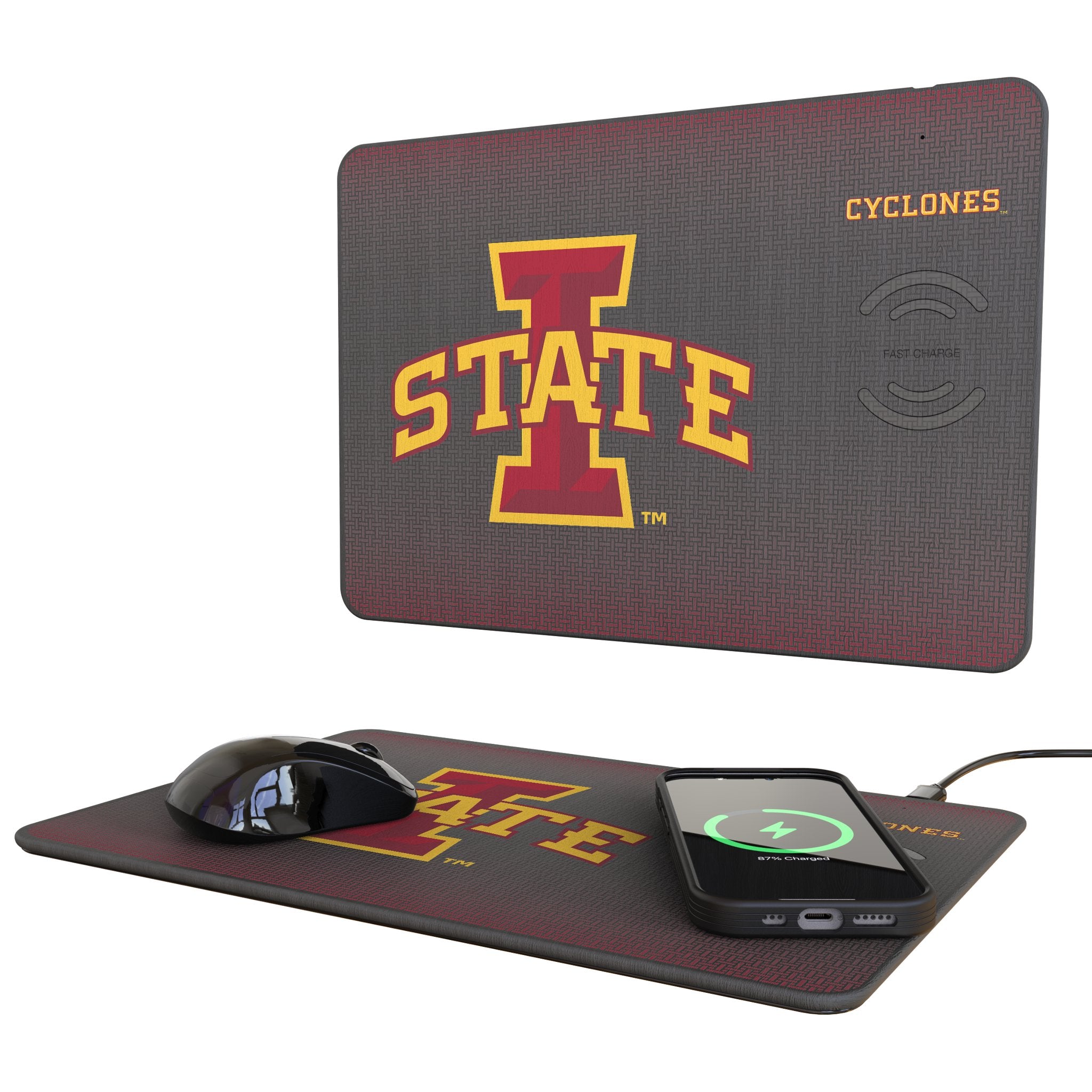 Iowa State University Cyclones Linen 15-Watt Wireless Charger and Mouse Pad