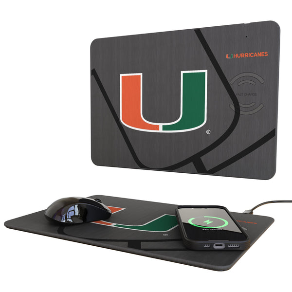University of Miami Hurricanes Monocolor Tilt 15-Watt Wireless Charger and Mouse Pad
