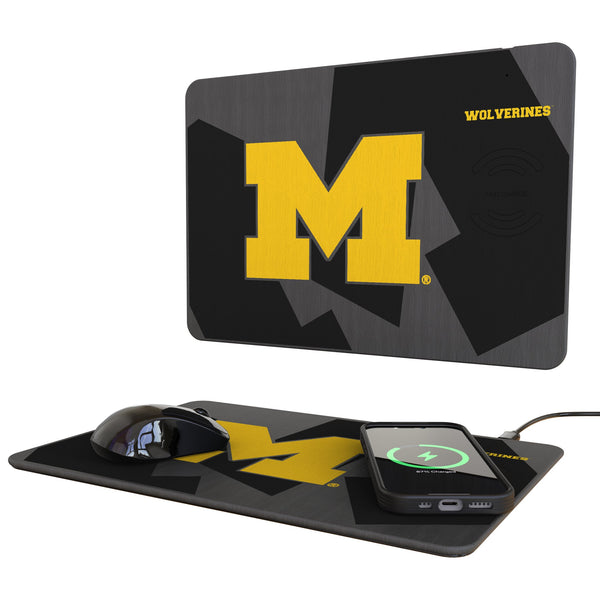 University of Michigan Wolverines Monocolor Tilt 15-Watt Wireless Charger and Mouse Pad