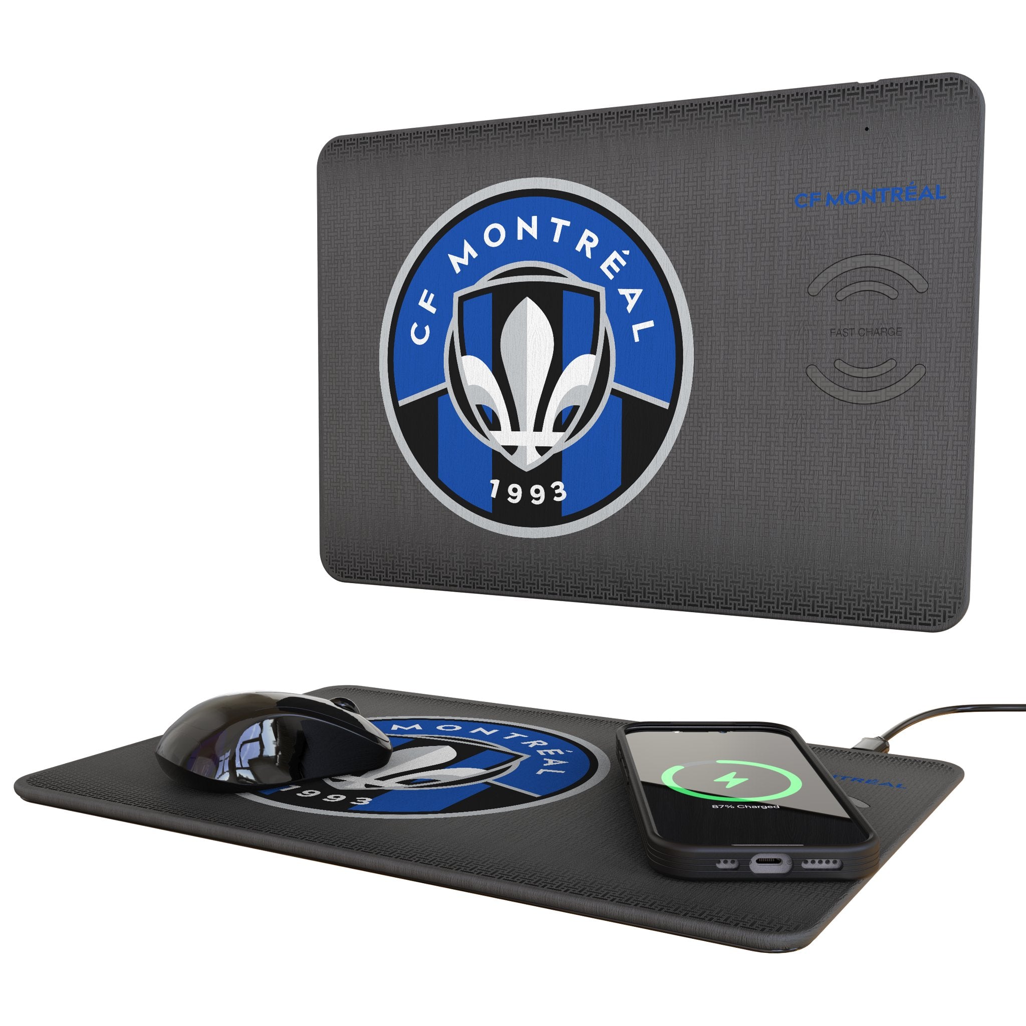 CF Montreal Linen 15-Watt Wireless Charger and Mouse Pad