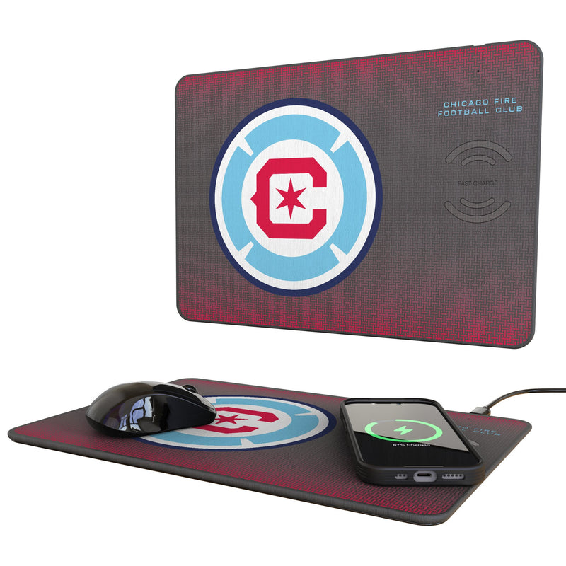 Chicago Fire Linen 15-Watt Wireless Charger and Mouse Pad
