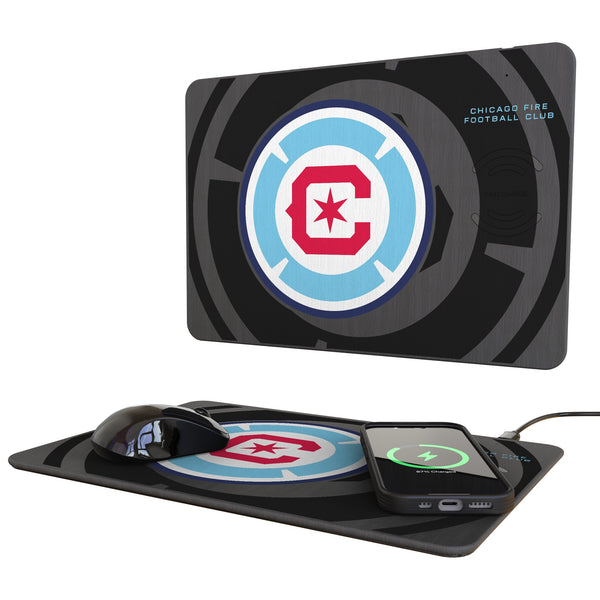 Chicago Fire Monocolor Tilt 15-Watt Wireless Charger and Mouse Pad